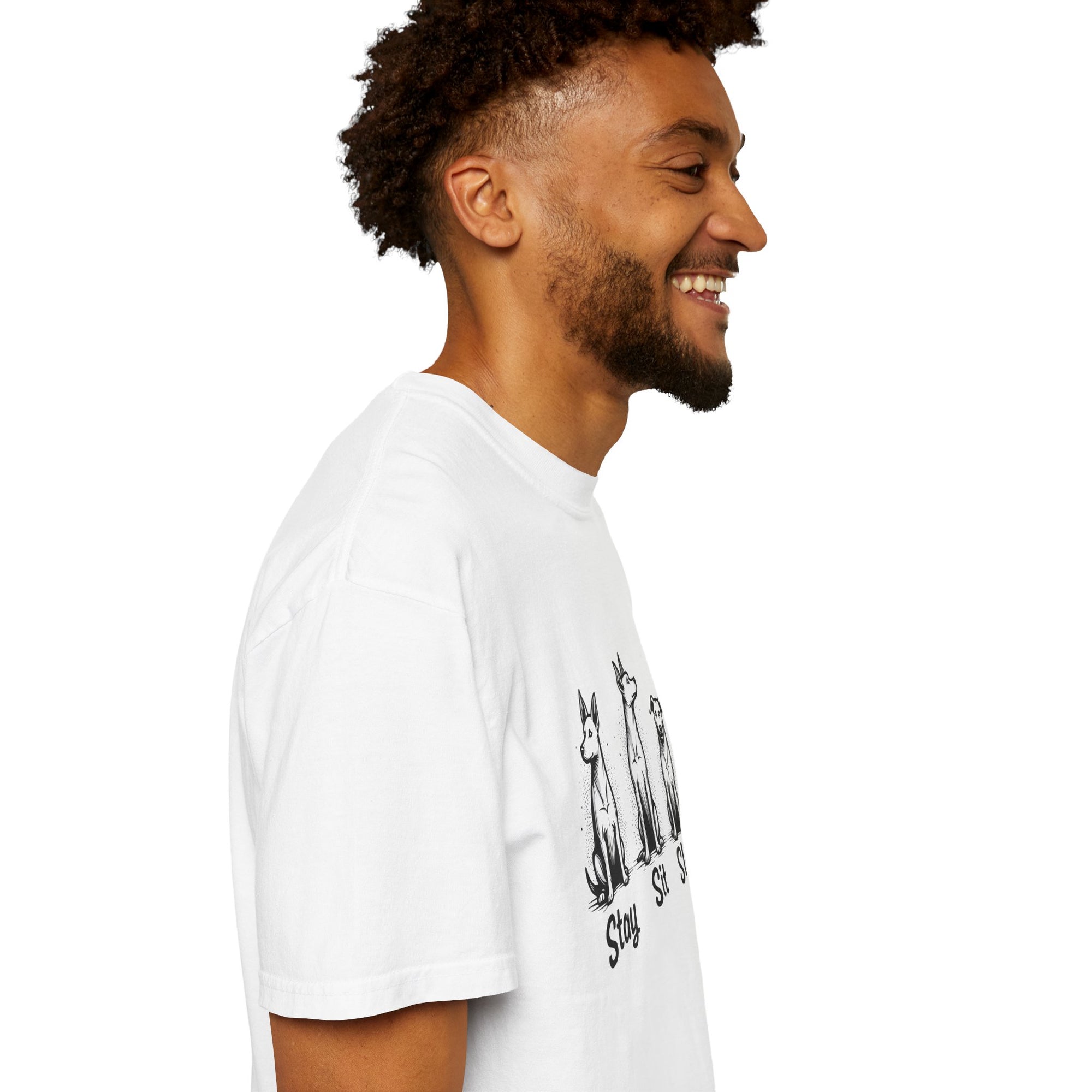 “Stay Sit Slay” Dog Unisex Tee - Motivational Black and White T-Shirt